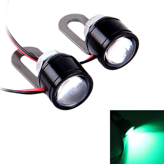 2 PCS 12V 3W Green Light Eagle Eyes LED Strobe Light For Motorcycle ，Wire Length: 90cm