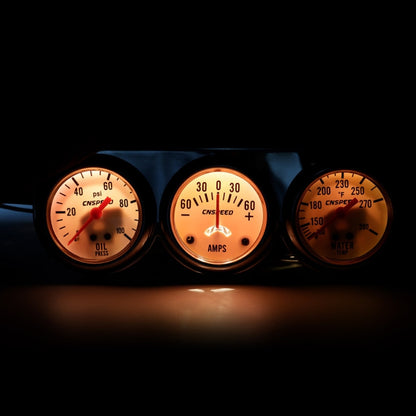 52mm 12V Universal Car Modified Triple Meter 3 in 1 Gauge Oil Press Gauge + Water Temperature Gauge + Ammeter, with Sensor - Clocks & Car Meters by buy2fix | Online Shopping UK | buy2fix