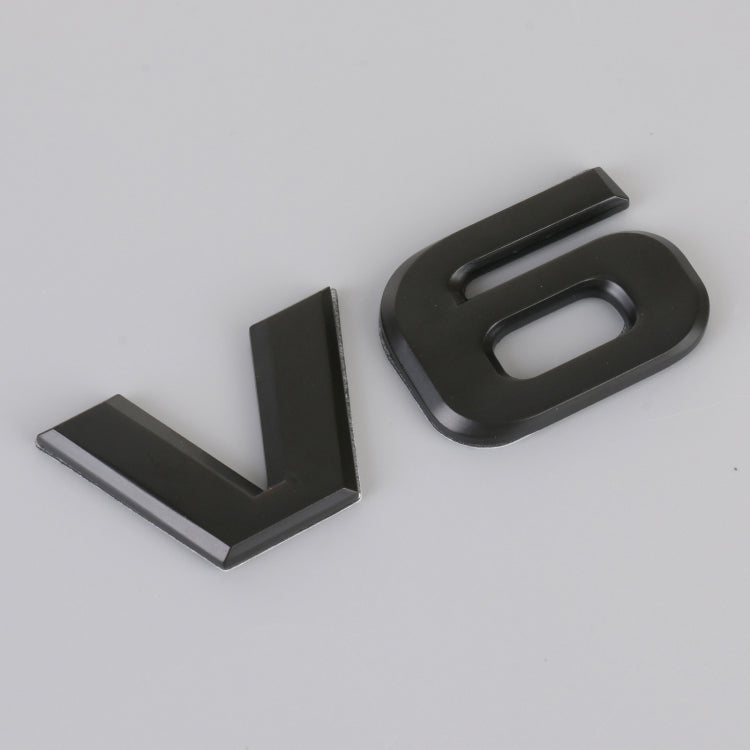 V6 Shape Car Metal Body Decorative Sticker (Black) by buy2fix
