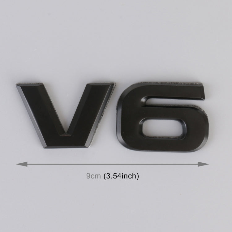 V6 Shape Car Metal Body Decorative Sticker (Black) by buy2fix