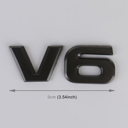 V6 Shape Car Metal Body Decorative Sticker (Black) by buy2fix
