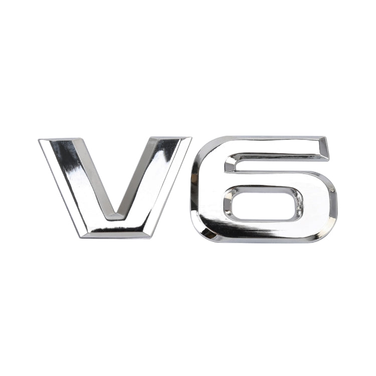 V6 Shape Car Metal Body Decorative Sticker(Silver) by buy2fix