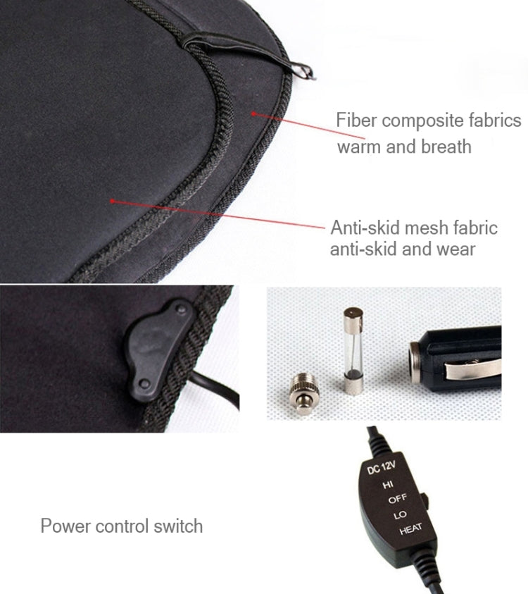 12V Winter Warmer Car Seat Electrical Heating Cushion Pad(Black) by buy2fix