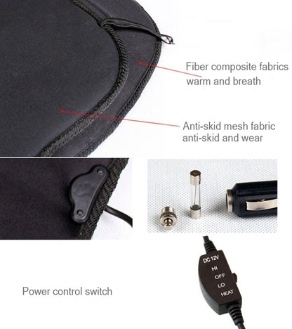 12V Winter Warmer Car Seat Electrical Heating Cushion Pad(Black) by buy2fix
