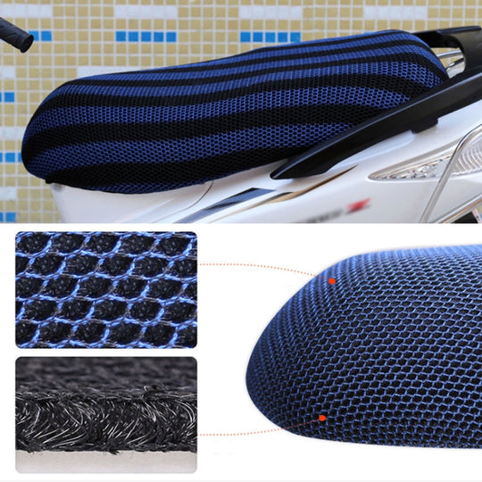 Waterproof Motorcycle Sun Protection Heat Insulation Seat Cover Prevent Bask In Seat Scooter Cushion Protect, Size: M, Length: 60-70cm; Width: 40-45cm(Black Blue)
