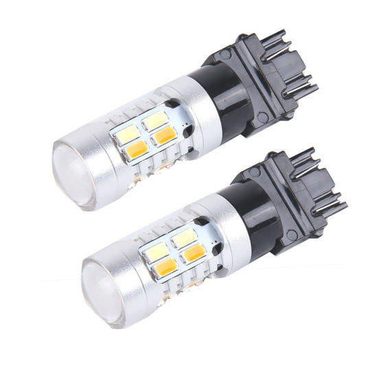 2 PCS T25/3157 10W 1000 LM 6000K White + Yellow Light Turn Signal Light with 20 SMD-5730-LED Lamps And Len. DC 12-24V - Arrow Turn Lights by buy2fix | Online Shopping UK | buy2fix