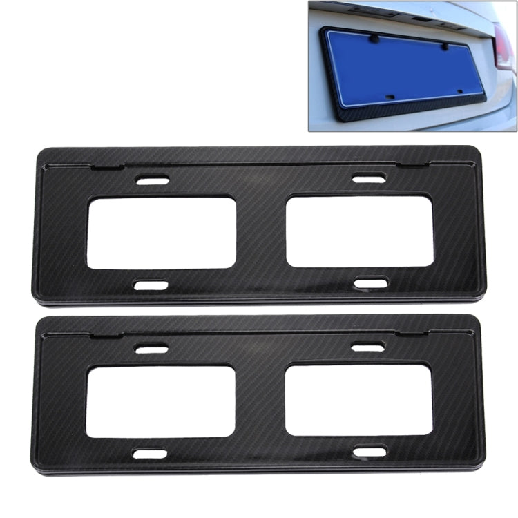 2 PCS Car License Plate Carbon Fiber Bracket Frame Holder Stand Mount(Black) by buy2fix