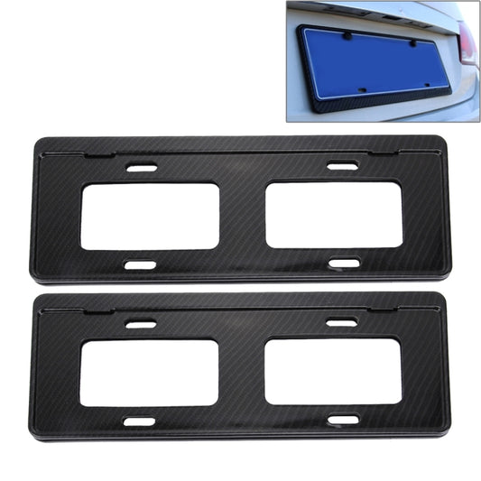 2 PCS Car License Plate Carbon Fiber Bracket Frame Holder Stand Mount(Black) by buy2fix