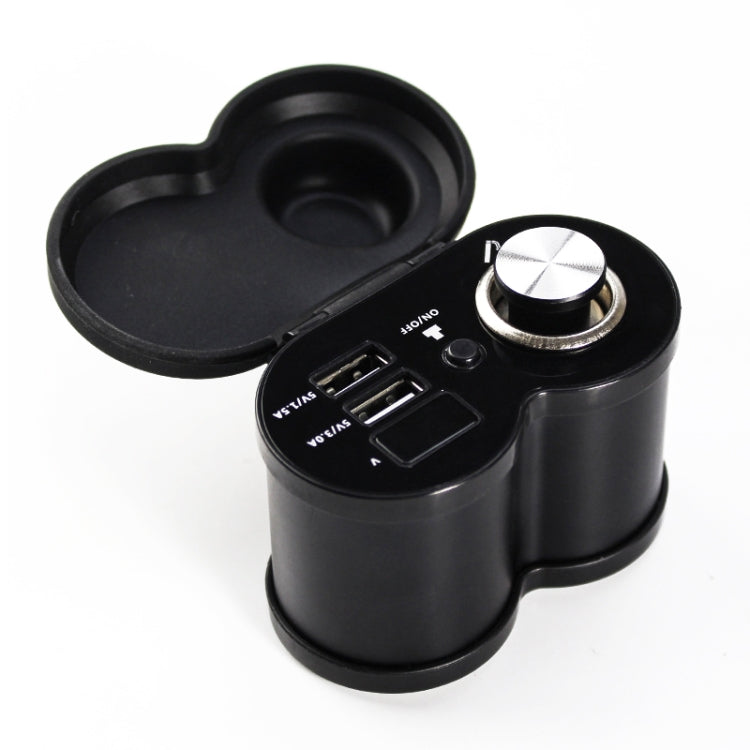 Portable Motorcycle Aluminum Alloy Dual USB Charger Cigarette Lighter (Black) - In Car by buy2fix | Online Shopping UK | buy2fix