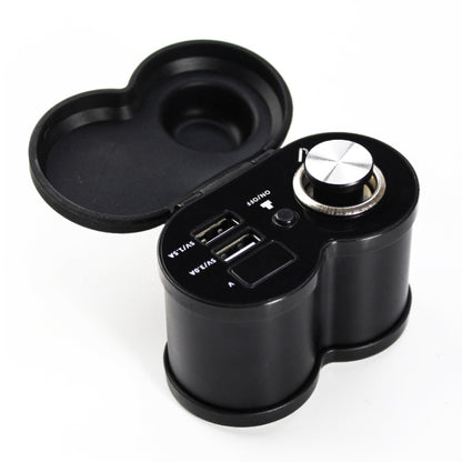Portable Motorcycle Aluminum Alloy Dual USB Charger Cigarette Lighter (Black) - In Car by buy2fix | Online Shopping UK | buy2fix