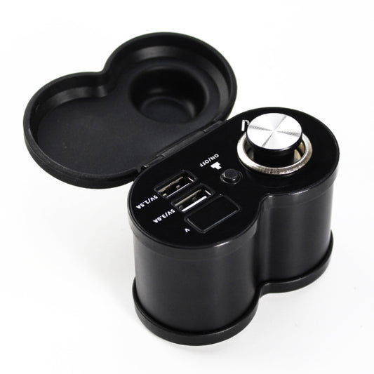 Portable Motorcycle Aluminum Alloy Dual USB Charger Cigarette Lighter (Black) - In Car by buy2fix | Online Shopping UK | buy2fix