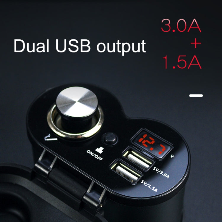 Portable Motorcycle Aluminum Alloy Dual USB Charger Cigarette Lighter (Black) - In Car by buy2fix | Online Shopping UK | buy2fix