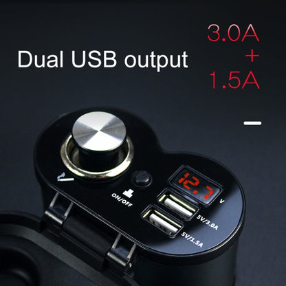 Portable Motorcycle Aluminum Alloy Dual USB Charger Cigarette Lighter (Black) - In Car by buy2fix | Online Shopping UK | buy2fix