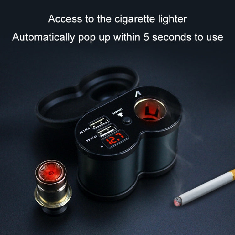 Portable Motorcycle Aluminum Alloy Dual USB Charger Cigarette Lighter (Black) - In Car by buy2fix | Online Shopping UK | buy2fix