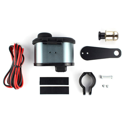 Portable Motorcycle Aluminum Alloy Dual USB Charger Cigarette Lighter (Black) - In Car by buy2fix | Online Shopping UK | buy2fix