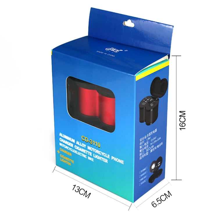 Portable Motorcycle Aluminum Alloy Dual USB Charger Cigarette Lighter (Black) - In Car by buy2fix | Online Shopping UK | buy2fix