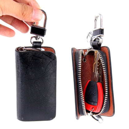 Universal Leather Roots Texture Waist Hanging Zipper Wallets Key Holder Bag (No Include Key)(Black) by buy2fix
