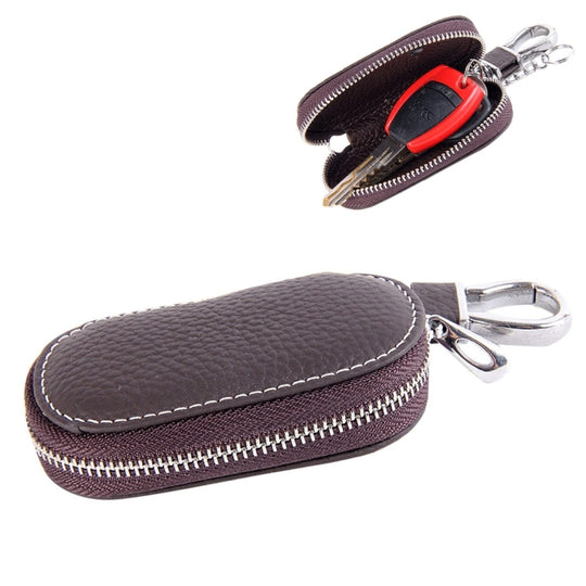 Universal Leather Crocodile Texture Waist Hanging Zipper Wallets Key Holder Bag (No Include Key)(Coffee)