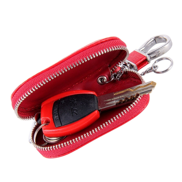 Universal Leather Crocodile Texture Waist Hanging Zipper Wallets Key Holder Bag (No Include Key)(Red) by buy2fix