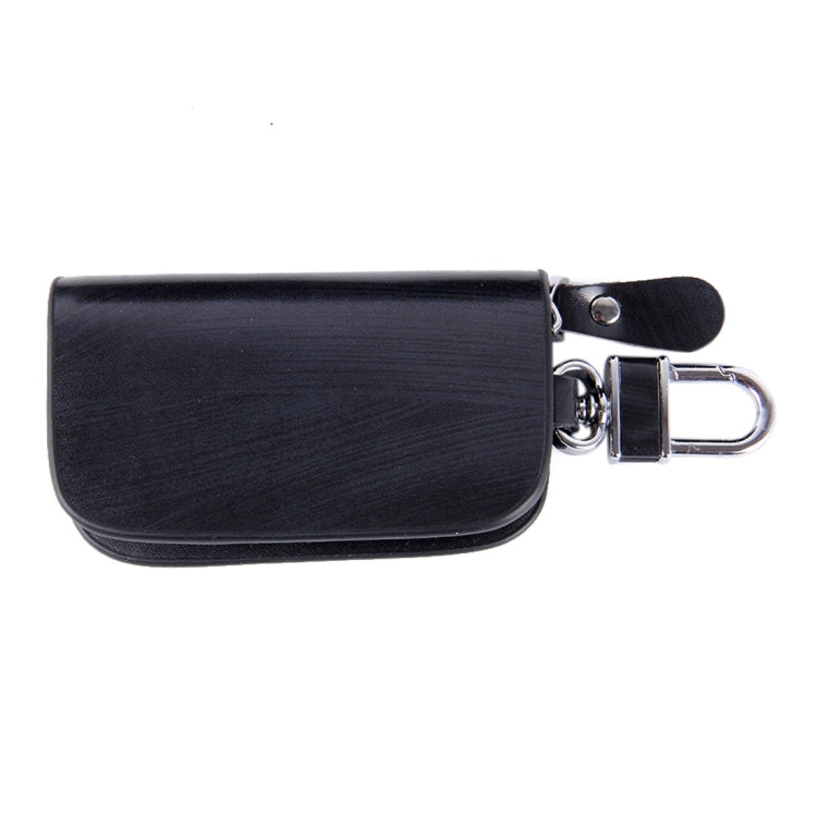 Universal Leather Wood Grain Texture Waist Hanging Zipper Wallets Key Holder Bag (No Include Key)(Black) by buy2fix
