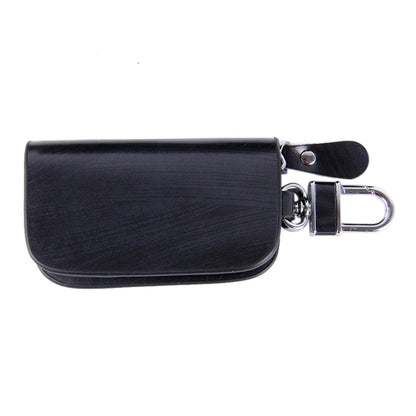 Universal Leather Wood Grain Texture Waist Hanging Zipper Wallets Key Holder Bag (No Include Key)(Black) by buy2fix