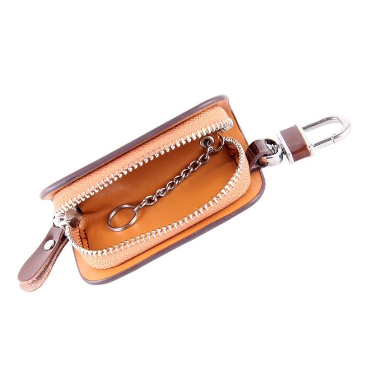 Universal Leather Wood Grain Texture Waist Hanging Zipper Wallets Key Holder Bag (No Include Key)(Brown) by buy2fix