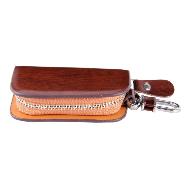 Universal Leather Wood Grain Texture Waist Hanging Zipper Wallets Key Holder Bag (No Include Key)(Brown) by buy2fix
