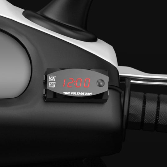 Voltmètre à affichage numérique multifonctionnel 2 en 1 pour moto + horloge électronique, 6-30V IP67