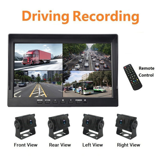 PZ612-4AHD IP67 120 Degree Car AHD 1080P 2 Megapixels 10 inch 4-Way Rearview Mirror Monitor, Night Vision Full Color, with Video Function - Rear View Cameras by buy2fix | Online Shopping UK | buy2fix