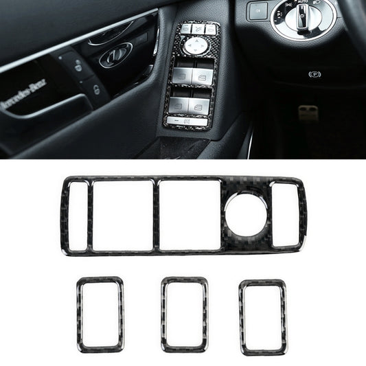 4 PCS Car Window Lift Panel Carbon Fiber Decorative Sticker for Mercedes-Benz W204 2007-2010 - Car Interior Mouldings by buy2fix | Online Shopping UK | buy2fix