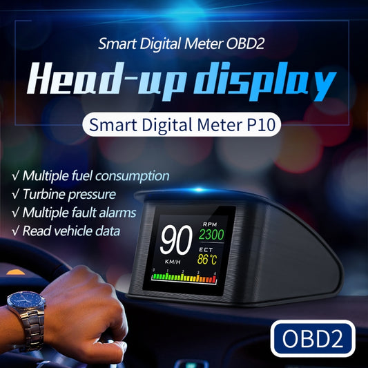 P10 HUD 2.2 inch Car OBD2 Smart Digital Meter with TFT LCD Multi-color, Speed & RPM & Water Temperature & Oil Consumption & Driving Distance / Time & Voltage Display, Over Speed Alarm, Low Voltage Ala ... lometers & Miles Switching, Light Sensor Functions - Head Up Display System by buy2fix | Online Shopping UK | buy2fix
