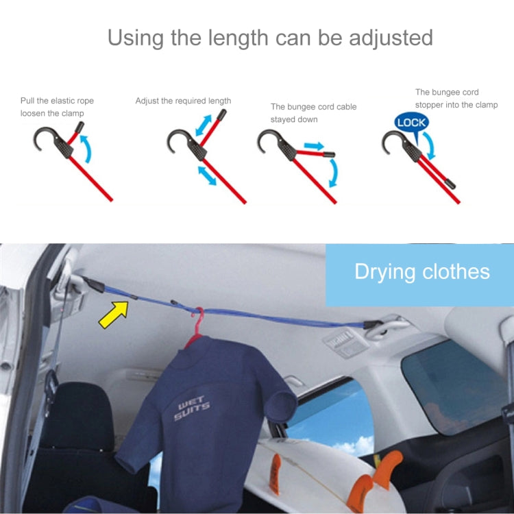 Reusable Car Fastening Rope Car Adjustable Elastic Rope Trunk Storage Hooks Strap Fastening Vehicle Fastening Rope, Length: 1.5m(Black) by buy2fix