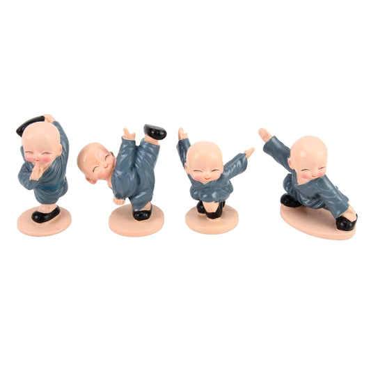 4 PCS/Lot Cute Automotive Interiors Little Monk Ornaments Resin Cute Chinese Kung Fu Monk Car Home Decoration Ornaments Miniatures Crafts - Ornaments by buy2fix | Online Shopping UK | buy2fix