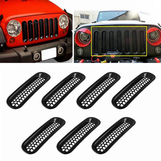 7 STÜCKE Auto Front Racing Kühlergrill Gitter Insektennetz für Jeep Wrangler JK 2007-2017