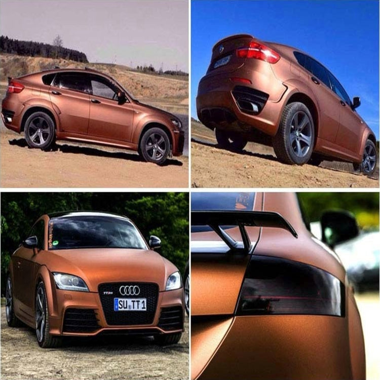 8m * 0.5m Ice Blue Metallic Matte Icy Ice Car Decal Wrap Auto Wrapping Vehicle Sticker Motorcycle Sheet Tint Vinyl Air Bubble Sticker(Coffee) by buy2fix