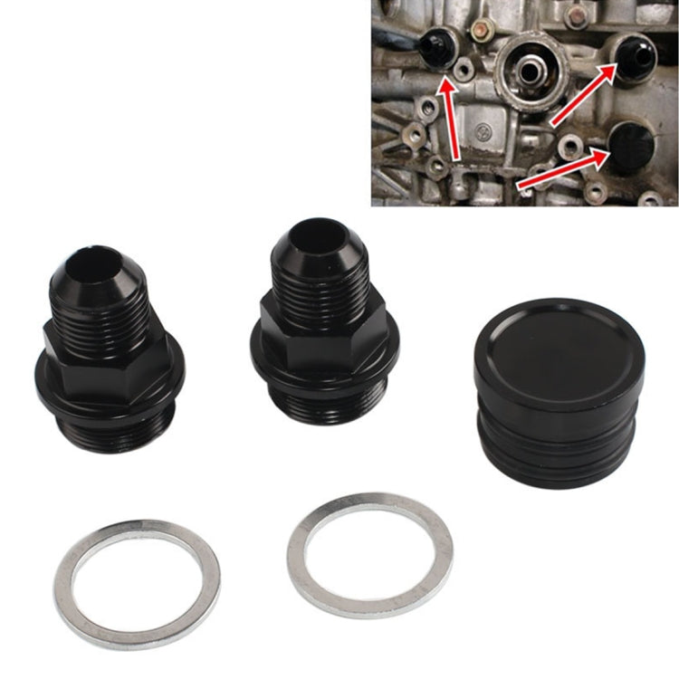 M28~10AN Black Engine Rear Block Breather Fitting Adapter for Honda Oil Catch Can B16 B18C - Engine Fittings by buy2fix | Online Shopping UK | buy2fix
