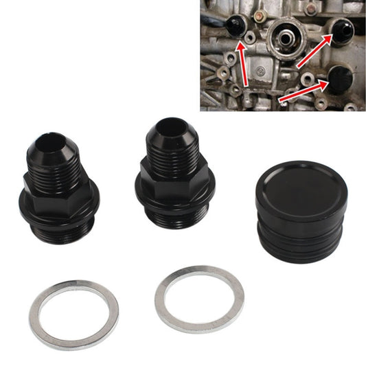 M28~10AN Black Engine Rear Block Breather Fitting Adapter for Honda Oil Catch Can B16 B18C - Engine Fittings by buy2fix | Online Shopping UK | buy2fix