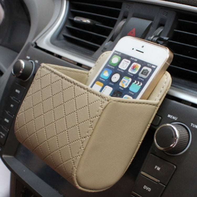 Car Air Vent Mobile Cellphone Pocket Bag Pouch Box Storage Organizer Carrying Case(Khaki) by buy2fix