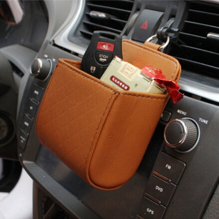 Car Air Vent Mobile Cellphone Pocket Bag Pouch Box Storage Organizer Carrying Case(Brown) by buy2fix