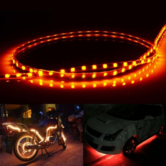 5 PCS Flow Style 45 LED 3528 SMD Waterproof Flexible Car Strip Light for Car Decoration, DC 12V, Length: 90cm(Yellow Light)