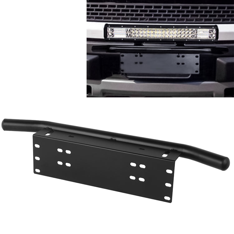 Universal License Plate Bumper Frame for Off-Road Jeep LED Work Light Bar Mounting Bracket with Front Bucket(Black) by buy2fix
