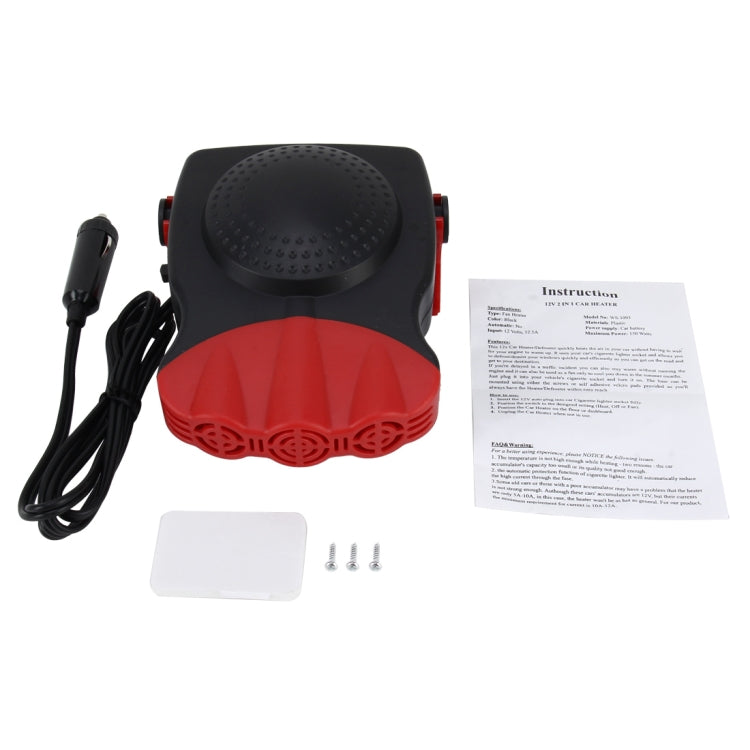DC 12V 150W Cold and Warm Dual Use Three Outlet Car Auto Electronic Heater Fan Windshield Defroster Demister(Red) by buy2fix