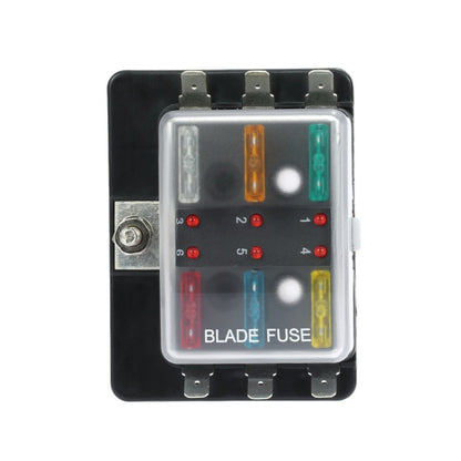 Universal 6 Way Fuse Box Block Fuse Holder Box Car Vehicle Circuit Automotive Blade Tool 6 Way Fuse Block, DC 10V-32V - Fuse by buy2fix | Online Shopping UK | buy2fix