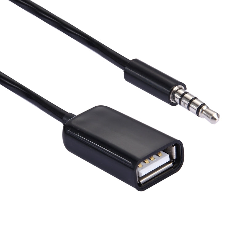 3.5mm Male to USB 2.0 Female Audio Converter Retractable Coiled Cable for Car MP3 Speaker U Disk, Length: 1m(Black) - DIY Cables by buy2fix | Online Shopping UK | buy2fix