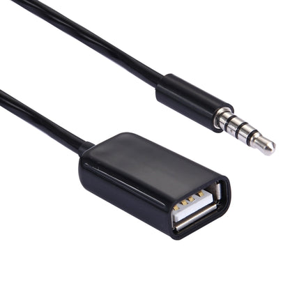 3.5mm Male to USB 2.0 Female Audio Converter Retractable Coiled Cable for Car MP3 Speaker U Disk, Length: 1m(Black) - DIY Cables by buy2fix | Online Shopping UK | buy2fix