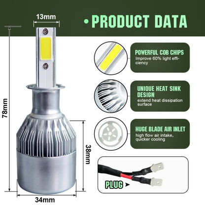 2pcs H3 18W 1800LM 6000K Waterproof IP68 Car Auto LED Headlight with 2 COB LED Lamps, DC 9-36V(White Light) - LED Headlamps by buy2fix | Online Shopping UK | buy2fix
