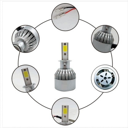 2pcs H3 18W 1800LM 6000K Waterproof IP68 Car Auto LED Headlight with 2 COB LED Lamps, DC 9-36V(White Light) - LED Headlamps by buy2fix | Online Shopping UK | buy2fix