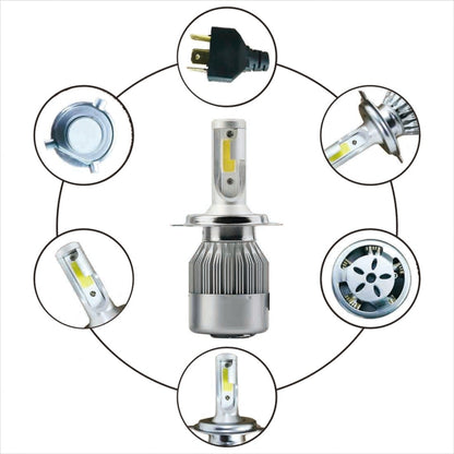 2pcs H4 18W 1800LM 6000K Waterproof IP68 Car Auto LED Headlight with 2 COB LED Lamps, DC 9-36V(White Light) - LED Headlamps by buy2fix | Online Shopping UK | buy2fix