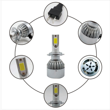 2pcs H7 18W 1800LM 6000K Waterproof IP68 Car Auto LED Headlight with 2 COB LED Lamps, DC 9-36V(White Light) - LED Headlamps by buy2fix | Online Shopping UK | buy2fix
