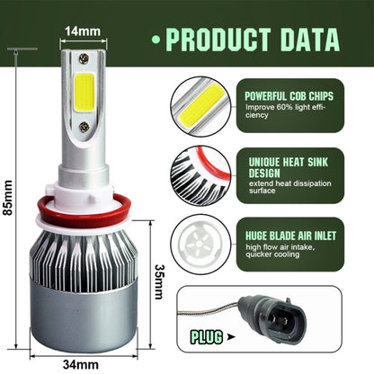 2pcs H8/H11 18W 1800LM 6000K Waterproof IP68 Car Auto LED Headlight with 2 COB LED Lamps, DC 9-36V(White Light) - LED Headlamps by buy2fix | Online Shopping UK | buy2fix